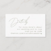 Moderne kalligrafie Sage Green Details QR-code Informatiekaartje (Voorkant)