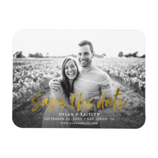Moderne kalligrafie Save the Date Trouwfoto Magneet