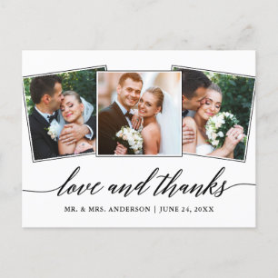 Moderne kalligrafie script 3 foto liefde en dank briefkaart