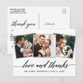 Moderne kalligrafie script 3 foto liefde en dank briefkaart (Voorkant / Achterkant)