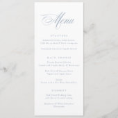 Moderne kalligrafie Script Dusty Blue Wedding Menu (Voorkant)