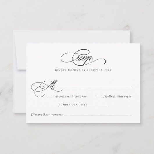 Moderne kalligrafie Script Elegante bruiloft RSVP Kaart (Voorkant)