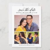 Moderne kalligrafie Script Foto Collage Bruiloft Save The Date (Voorkant)