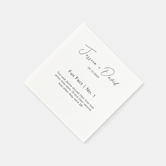 Moderne kalligrafie Script Leuke Feiten Bruiloft Servet (Hoek)