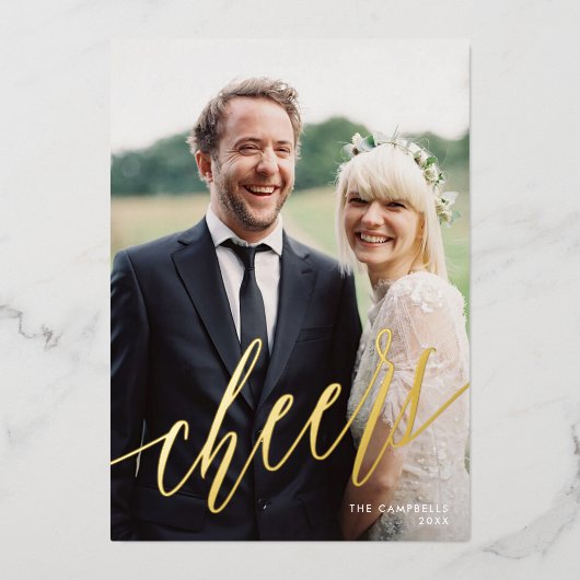 Moderne kalligrafie script Prettig kerstfeest ECHT Folie Feestdagenkaart (Voorkant)