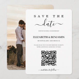 Moderne kalligrafie script QR-code foto Save The D Date
