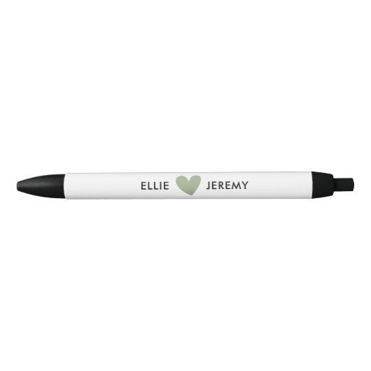Moderne kalligrafie Script Sage Groene Hart Bruilo Zwarte Inkt Pen (Voorkant)