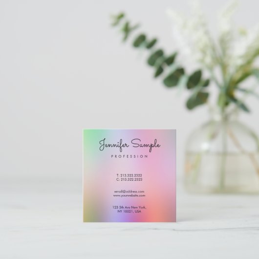 Moderne kalligrafie Script Sjabloon Elegant Vierkante Visitekaartje (Staand voorkant)