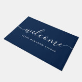 Moderne kalligrafie script welkomst straatadres deurmat (Schuin)