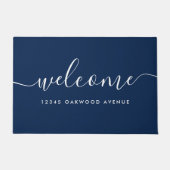 Moderne kalligrafie script welkomst straatadres deurmat (Voorkant)