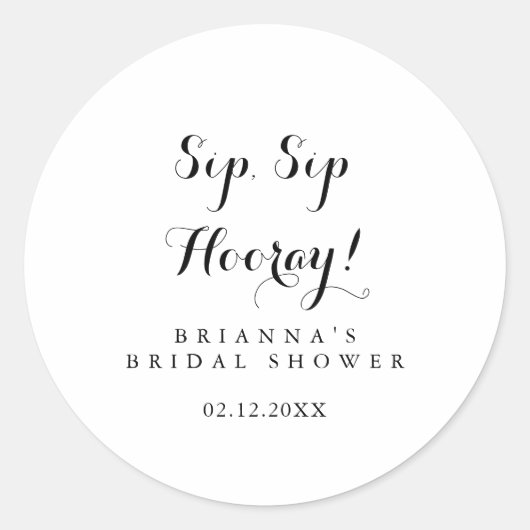 Moderne kalligrafie Sip Sip Hooray Bruidsmeisje Bo Ronde Sticker (Voorkant)