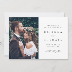 Moderne kalligrafie Sla de Datum fotokaart op Save The Date