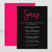 Moderne kalligrafie Sorry trouwupdatekaart Kaart (Voorkant / Achterkant)