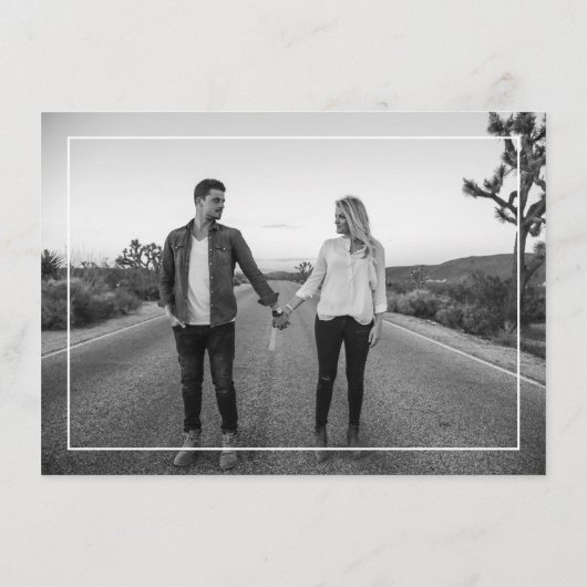 Moderne kalligrafie Sparen de Datum Zwart en Wit Informatiekaartje (Achterkant)