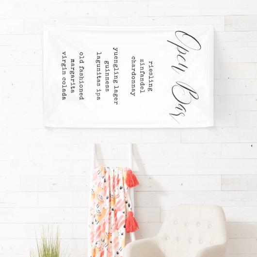 Moderne kalligrafie Stoffen Bar Menu Trouwbord Spandoek (Insitu)