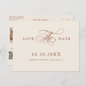 Moderne kalligrafie Terracotta Boho Bewaar de datu Briefkaart (Voorkant / Achterkant)