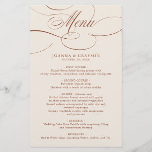 Moderne Kalligrafie Terracotta boho bruiloft Menu