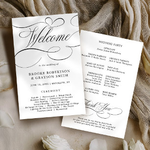 Moderne kalligrafie tijdloos Black Wedding Program
