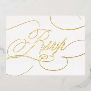Moderne kalligrafie tijdloos goud en wit RSVP Folie Feestdagen Briefkaart