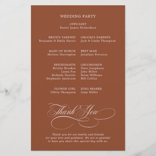 Moderne kalligrafie Tijdloos Terracotta Programma (Achterkant)