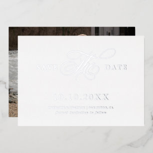 Moderne kalligrafie tijdloos Zilver Save the Date Folie Uitnodiging
