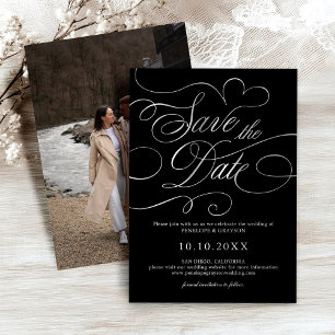 Moderne kalligrafie tijdloos Zilver Save the Date Folie Uitnodiging