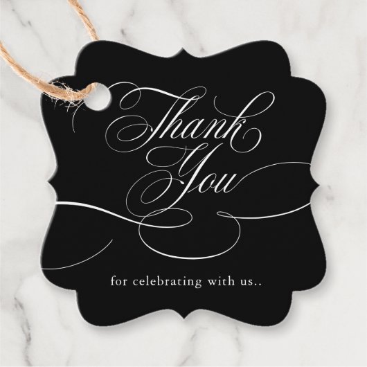 Moderne kalligrafie tijdloos Zwart Bedankt Bedankjes Labels (Voorkant)