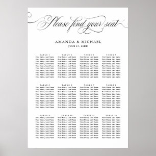 Moderne kalligrafie tijdloos zwart Zitplaatskaart Poster