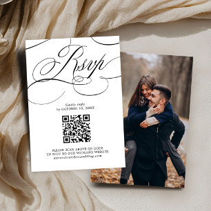 Moderne kalligrafie tijdloze Black QR code Foto RSVP Kaartje