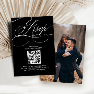 Moderne kalligrafie tijdloze Black QR code Foto RSVP Kaartje
