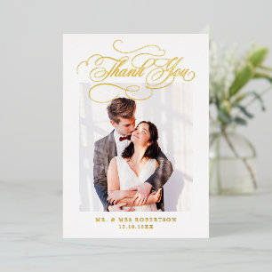 Moderne kalligrafie tijdloze gouden bruiloft Dank  Folie Uitnodiging
