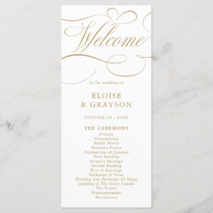 Moderne kalligrafie tijdloze gouden en witte bruil programma