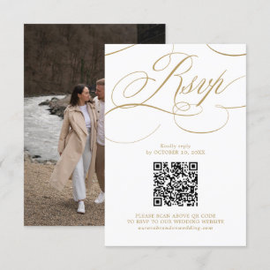 Moderne kalligrafie tijdloze gouden QR-code Foto RSVP Kaartje