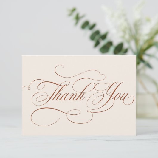 Moderne kalligrafie tijdloze Terracotta bruiloft Bedankkaart (Staand voorkant)