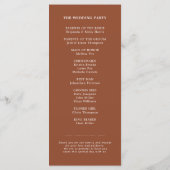 Moderne kalligrafie Tijdloze Terracotta bruiloft Programma (Achterkant)