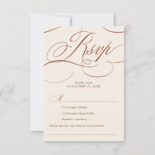 Moderne kalligrafie Tijdloze Terracotta bruiloft RSVP Kaartje