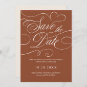Moderne kalligrafie Tijdloze Terracotta QR-code Save The Date (Voorkant / Achterkant)