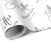 Moderne kalligrafie tijdloze zwart-wit bruiloft cadeaupapier (Rol Hoek)