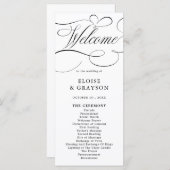 Moderne kalligrafie tijdloze zwart wit bruiloft programma (Voorkant / Achterkant)