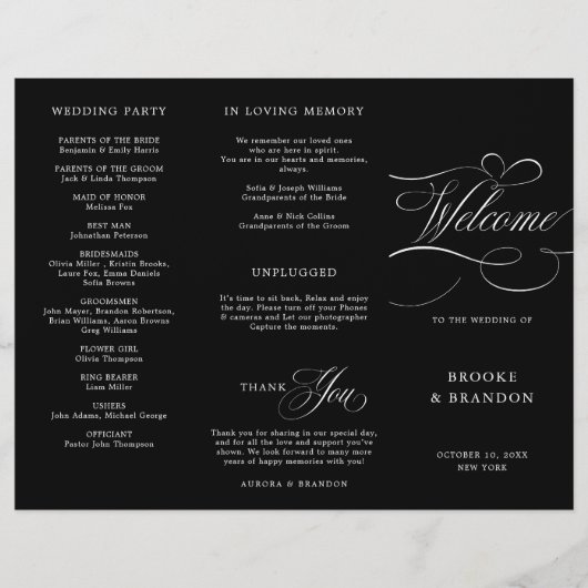 Moderne kalligrafie tijdloze zwarte bruiloft Progr (Voorkant)