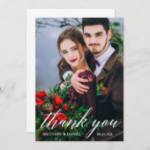 Moderne kalligrafie Trouwfoto Wat Bedankkaart (Voorkant / Achterkant)