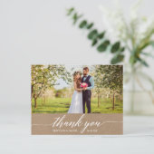 Moderne kalligrafie trouwkaart bedankje kraft briefkaart (Staand voorkant)