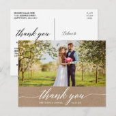 Moderne kalligrafie trouwkaart bedankje kraft briefkaart (Voorkant / Achterkant)