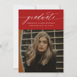 Moderne kalligrafie Twee foto-rood Afstuderen Aankondiging