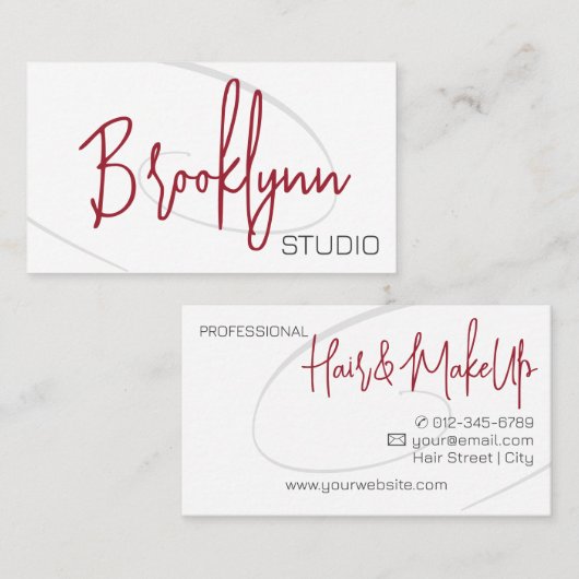 Moderne Kalligrafie Twirl Professionele Haarsalon Visitekaartje (Voorkant / Achterkant)