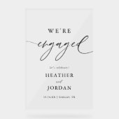 Moderne kalligrafie verlovingsfeest verloofd acryl bord (Voorkant)