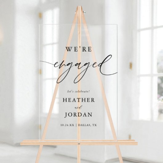 Moderne kalligrafie verlovingsfeest verloofd acryl bord