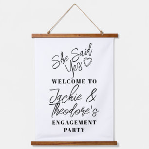Moderne kalligrafie verlovingsfeest welkom hangend wandkleed