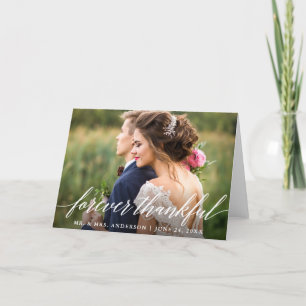 Moderne kalligrafie voor ooit Thankful Wedding Fol Bedankkaart