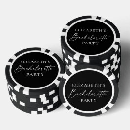 Moderne kalligrafie vrijgezellenfeest zwart poker chips